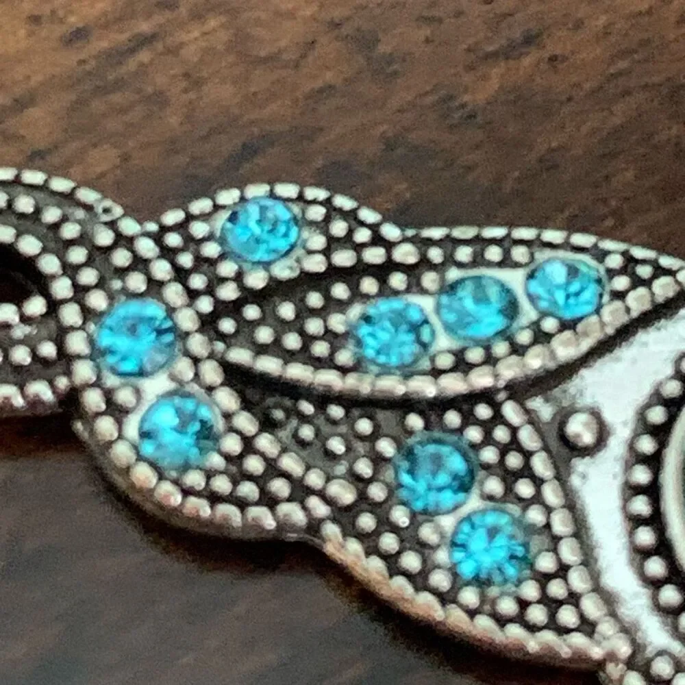 The Mavi Turquoise Blue Dangle Earrings in Silver Tone